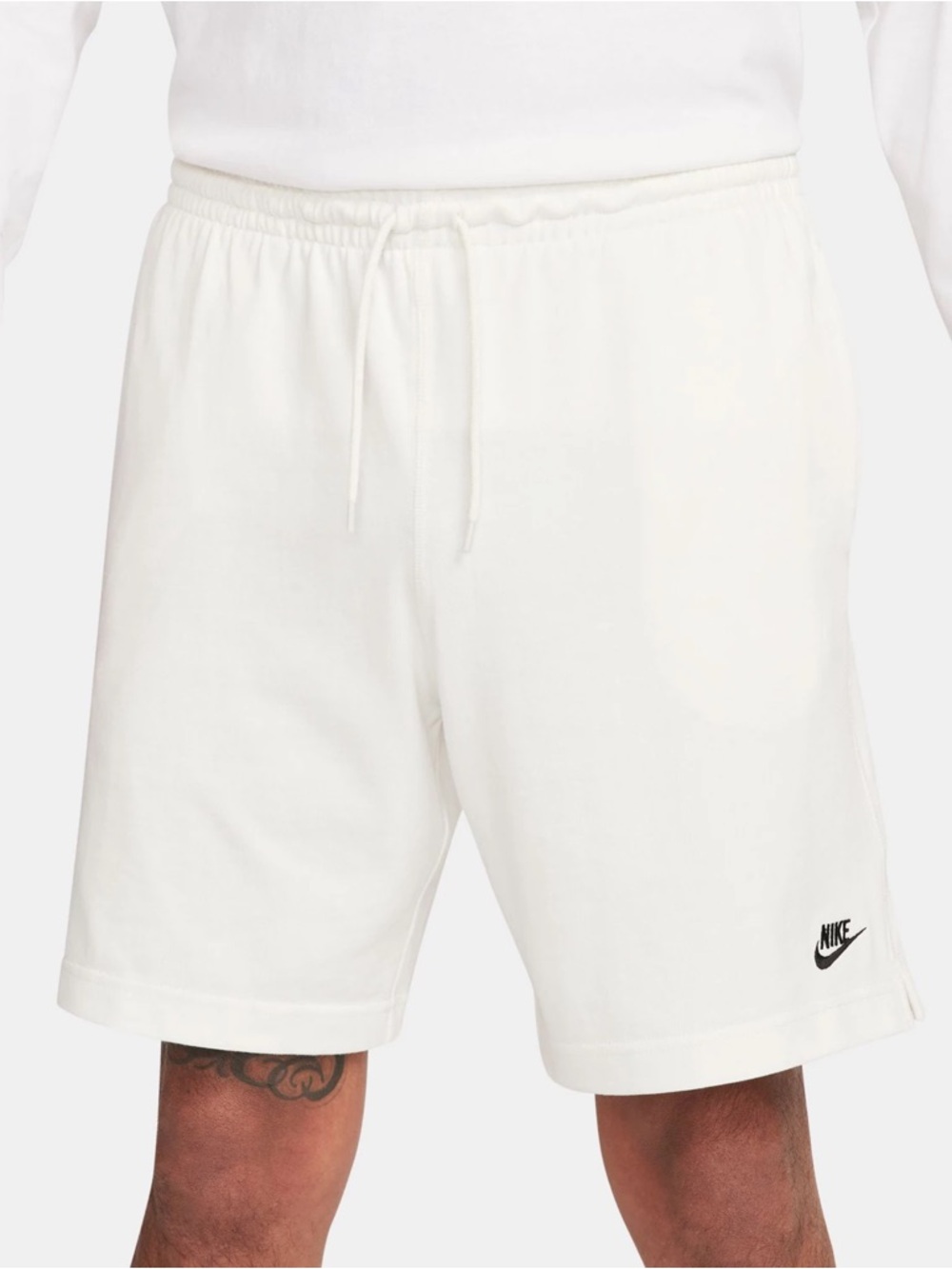 Nike Men’s Club Knit Shorts Sail/Black Size Large Relaxed Fit 6” Inseam Futura